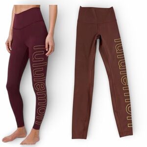 Lululemon Wunder Under High Rise Tight 28” Lunar New Year Cassis Gold Logo